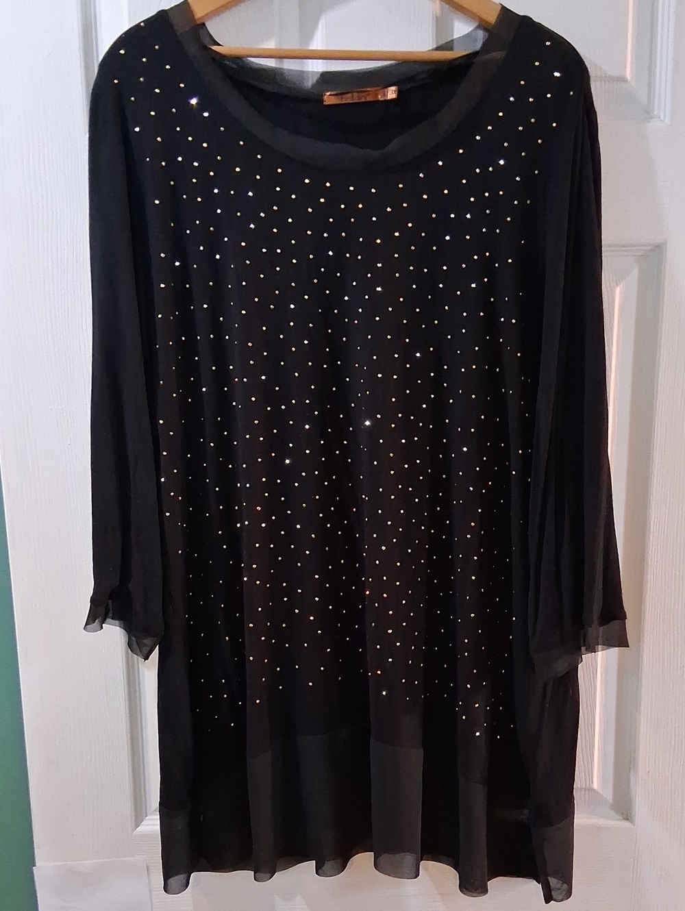 Belldini Black Long Sleeve Tunic with Gold Bead Accents